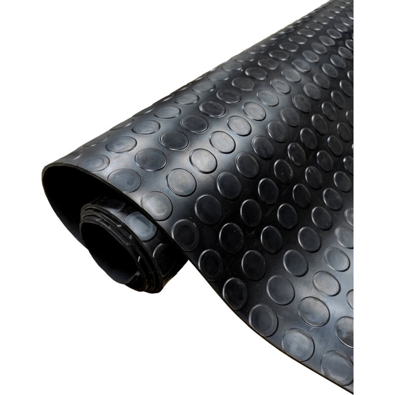 foto del prodotto comercial candela pavimento pvc 100 gomma pavimento protettivo design nero bottoni spessore 3mm 140x250cm
