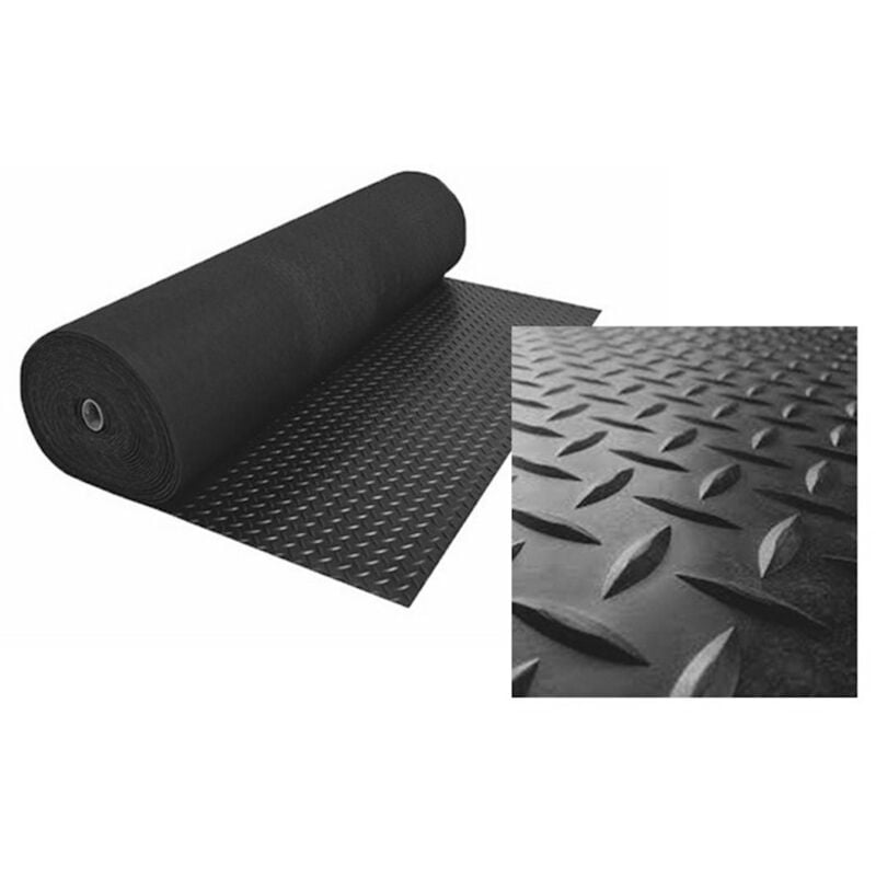 foto del prodotto comercial candela pavimento pvc 100 gomma pavimento protettivo design nero striato spessore 1mm 140x400cm