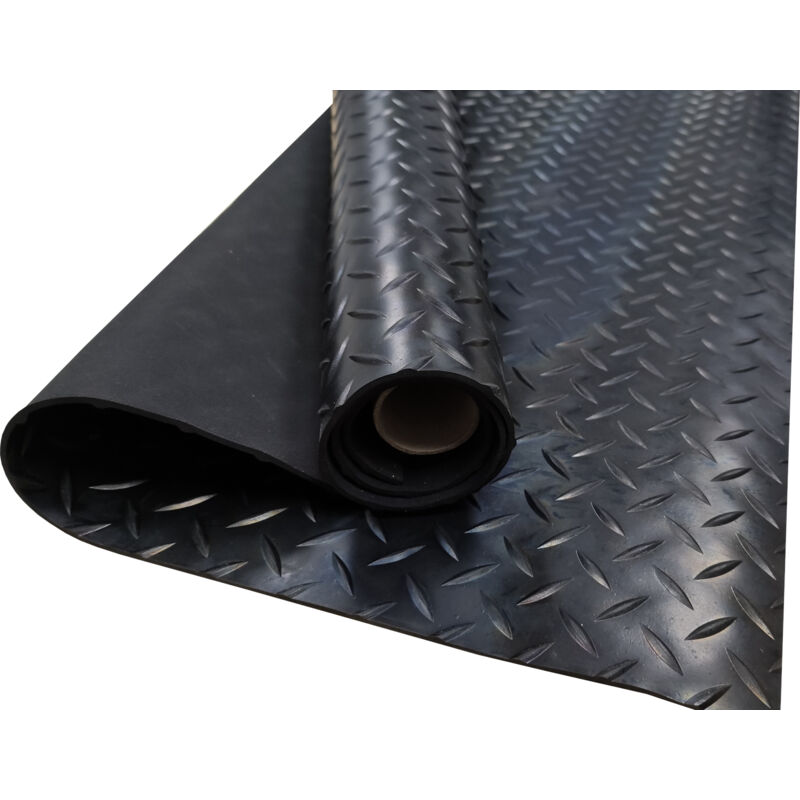 foto del prodotto comercial candela pavimento pvc 100 gomma pavimento protettivo design nero striato spessore 3mm 100x100cm