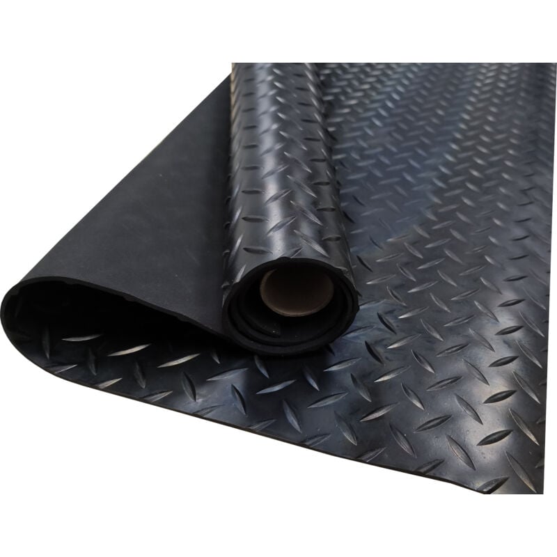 foto del prodotto comercial candela pavimento pvc 100 gomma pavimento protettivo design nero striato spessore 3mm 140x300cm