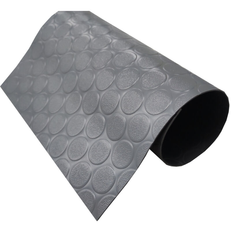 foto del prodotto comercial candela pavimento pvc 100 gomma pavimento protettivo grigio bottoni spessore 1mm 140x150cm