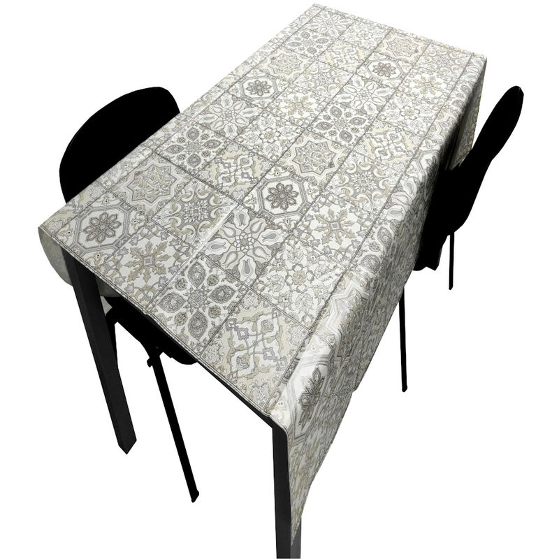 foto del prodotto comercial candela tovaglia pvc base poliestere antimacchia mosaico grigio 100x140 cm