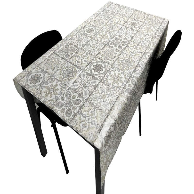 foto del prodotto comercial candela - tovaglia pvc base poliestere antimacchia mosaico grigio 140x200 cm