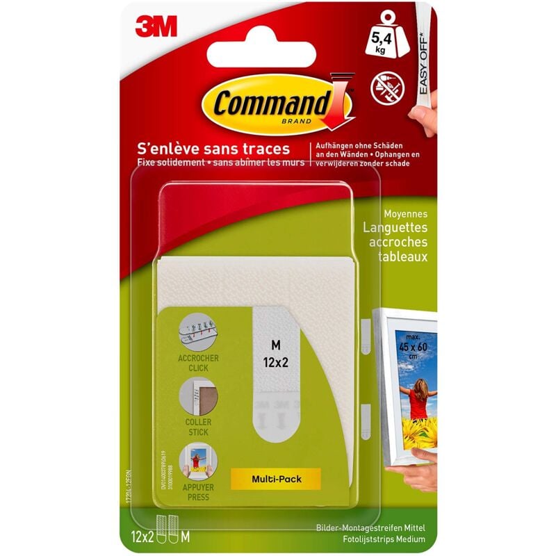 foto del prodotto command 17201 4pk strisce per montaggio quadri, misura m, bianco