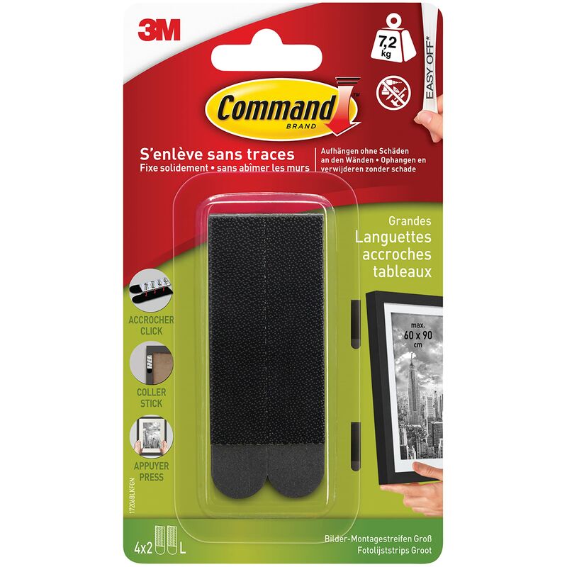 foto del prodotto command 17202blk immagine di fissaggio, confezione da 4, 2 fogli, misura grande, nero