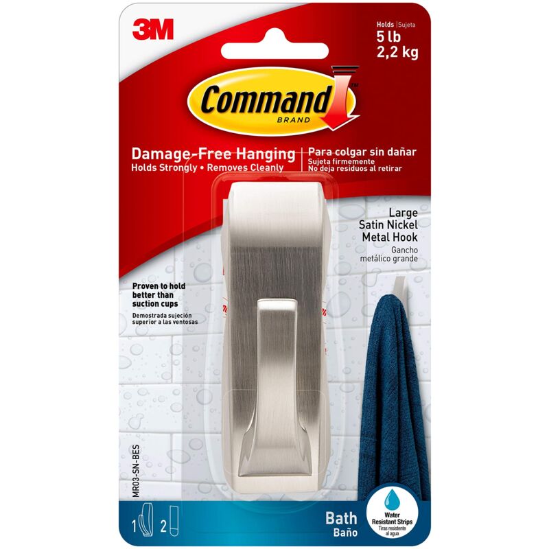 foto del prodotto command 3m gancio per bagno, in stile moderno, con 2 strisce, in acrilico, multicolore