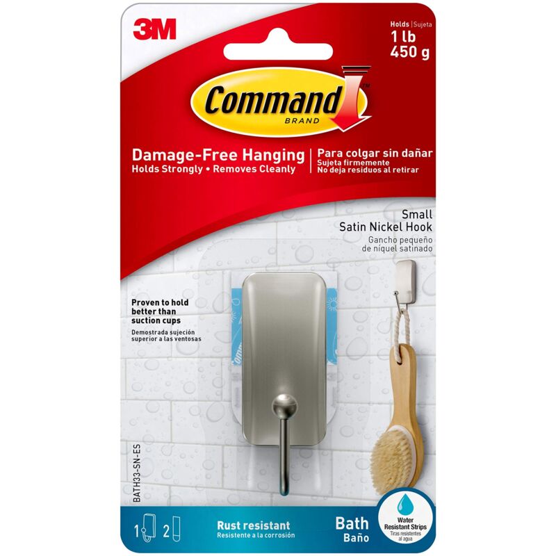 foto del prodotto command bath33 sn es piccolo gancio da bagno, nichel satinato