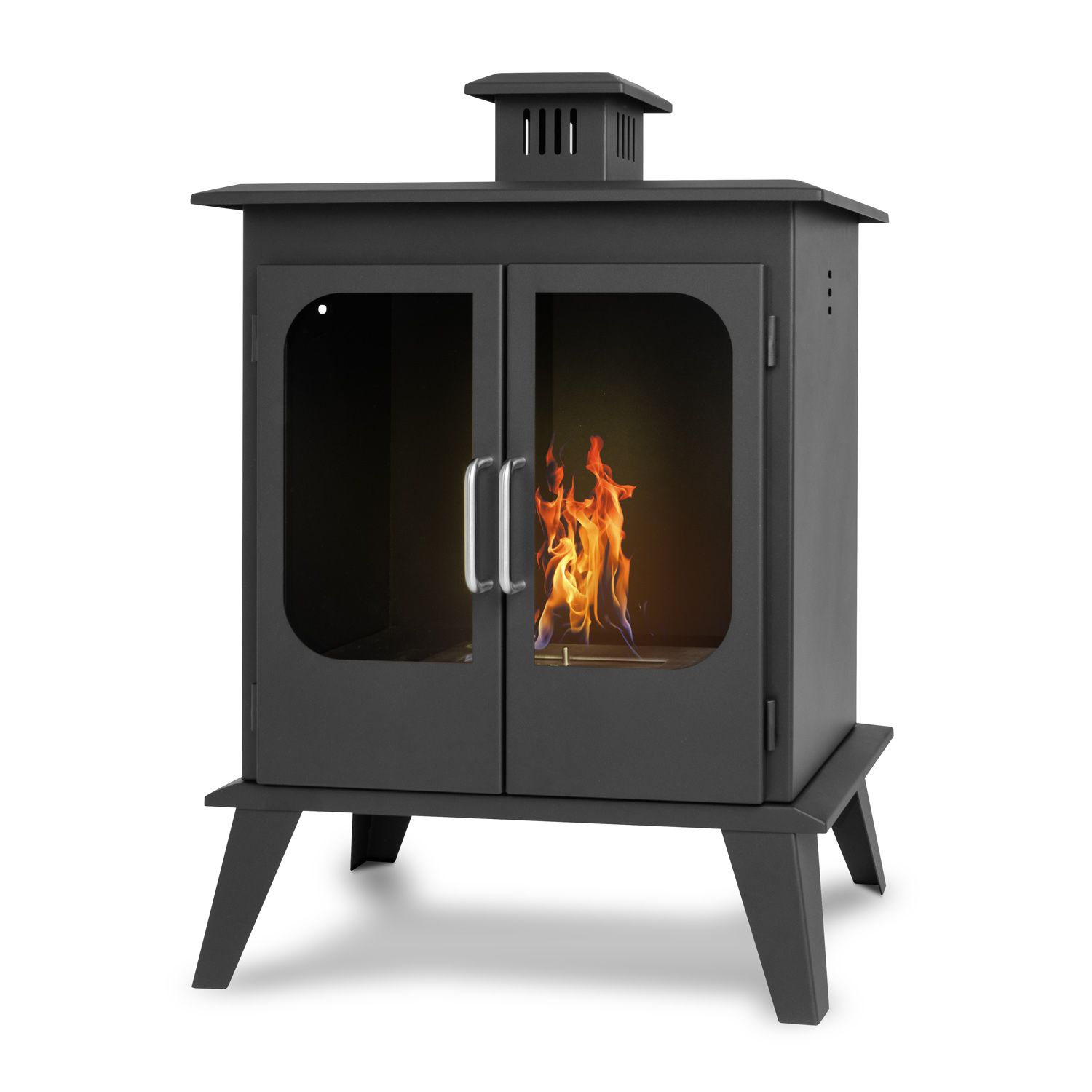 foto del prodotto commodo camino a bioetanolo da terra freestanding, biocamino da pavimento stile vintage, 52x30xh78cm