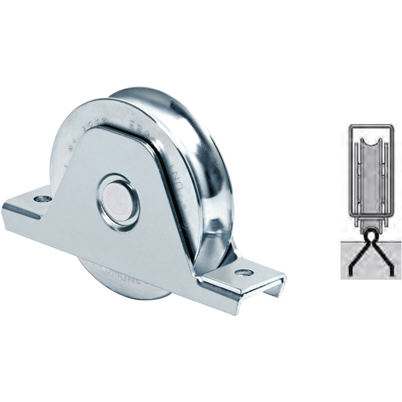 foto del prodotto communello ruota per cancelli gola a u art.337 100 100s h.gola 9,5 mm