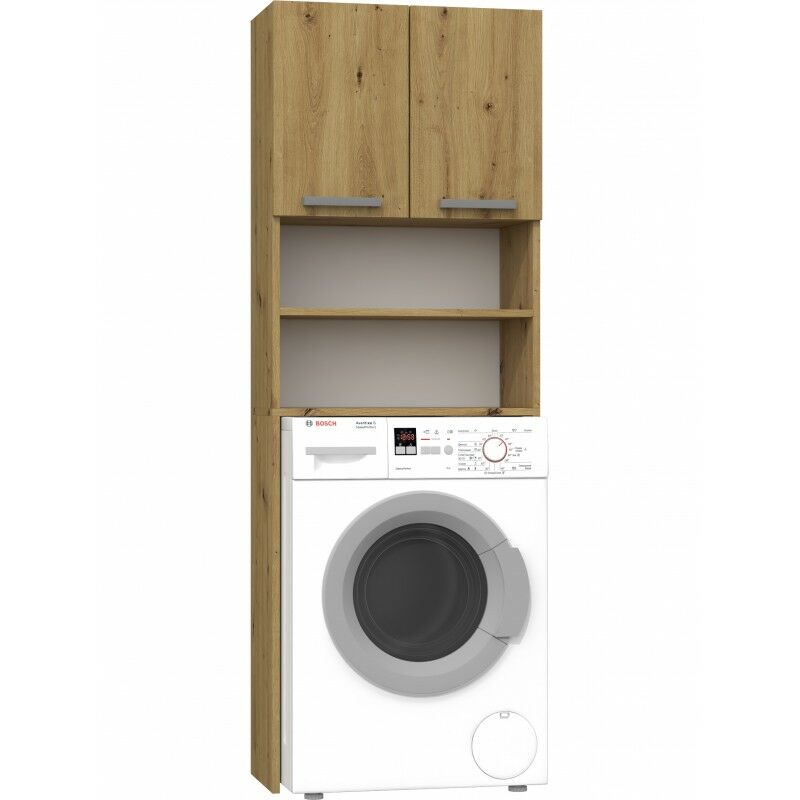 foto del prodotto como - mobile per lavatrice - 64x183x30cm - ripostiglio zona lavanderia per bagno lavatrice - stile moderno