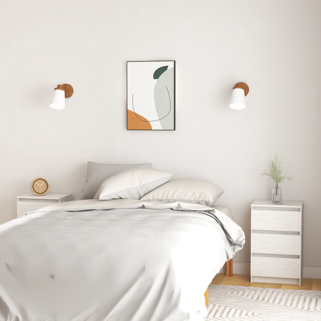 foto del prodotto comodini 2 pz bianchi 40x29,5x64 cm in legno massello di pino cod mxl 30667