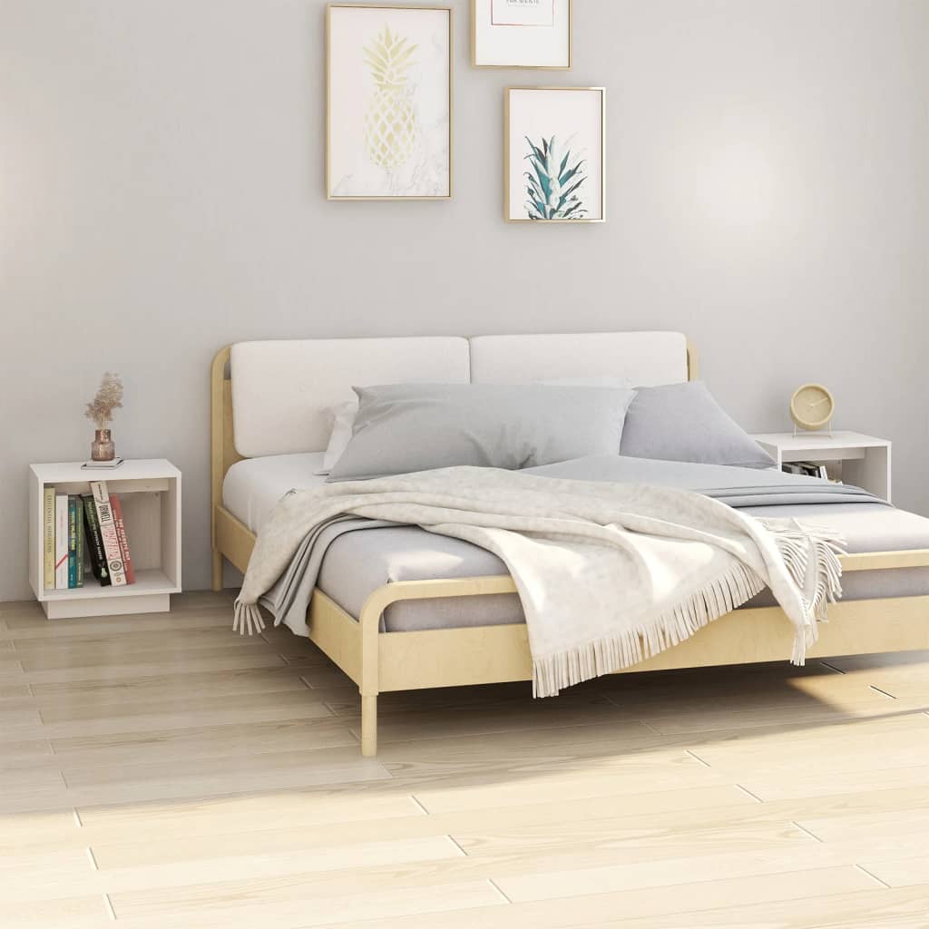 foto del prodotto comodini 2 pz bianchi 40x30x40 cm in legno massello di pino cod mxl 44820