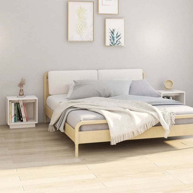 foto del prodotto comodini 2 pz bianchi 40x30x40 cm in legno massello di pino vidaxl