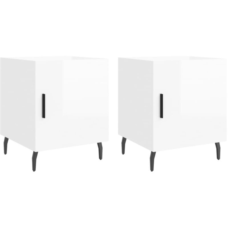 foto del prodotto comodini 2 pz bianco lucido 40x40x50 cm in legno multistrato - vidaxl