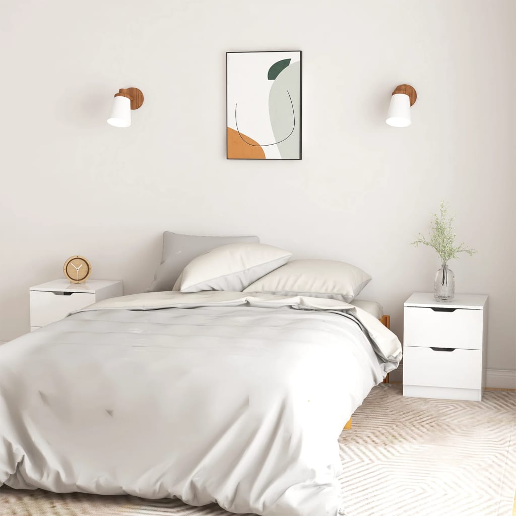 foto del prodotto comodini 2 pz bianco lucido 40x40x50 cm in truciolato cod mxl 30467