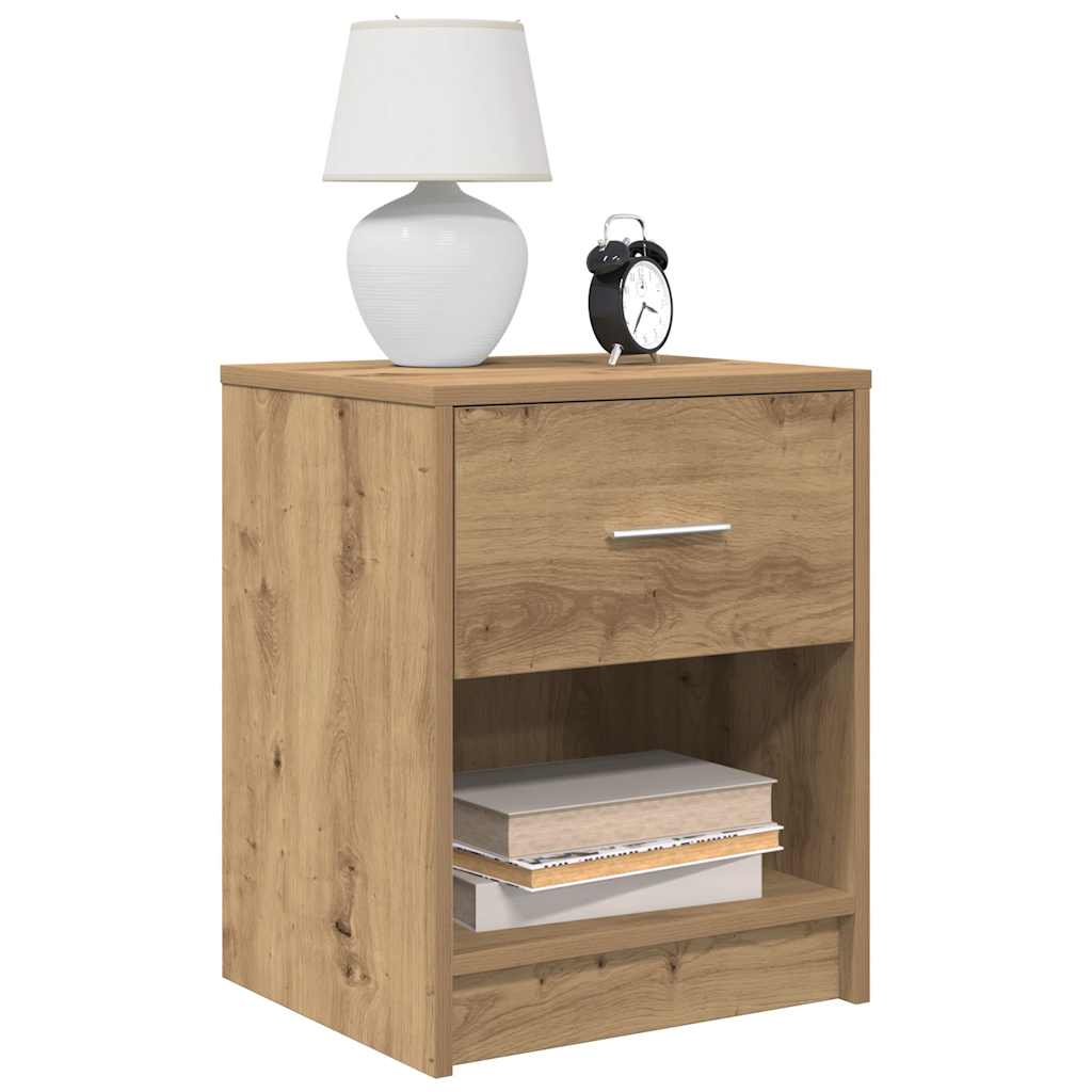 foto del prodotto comodini 2 pz con cassetto rovere artigianale 40x34x50 cm