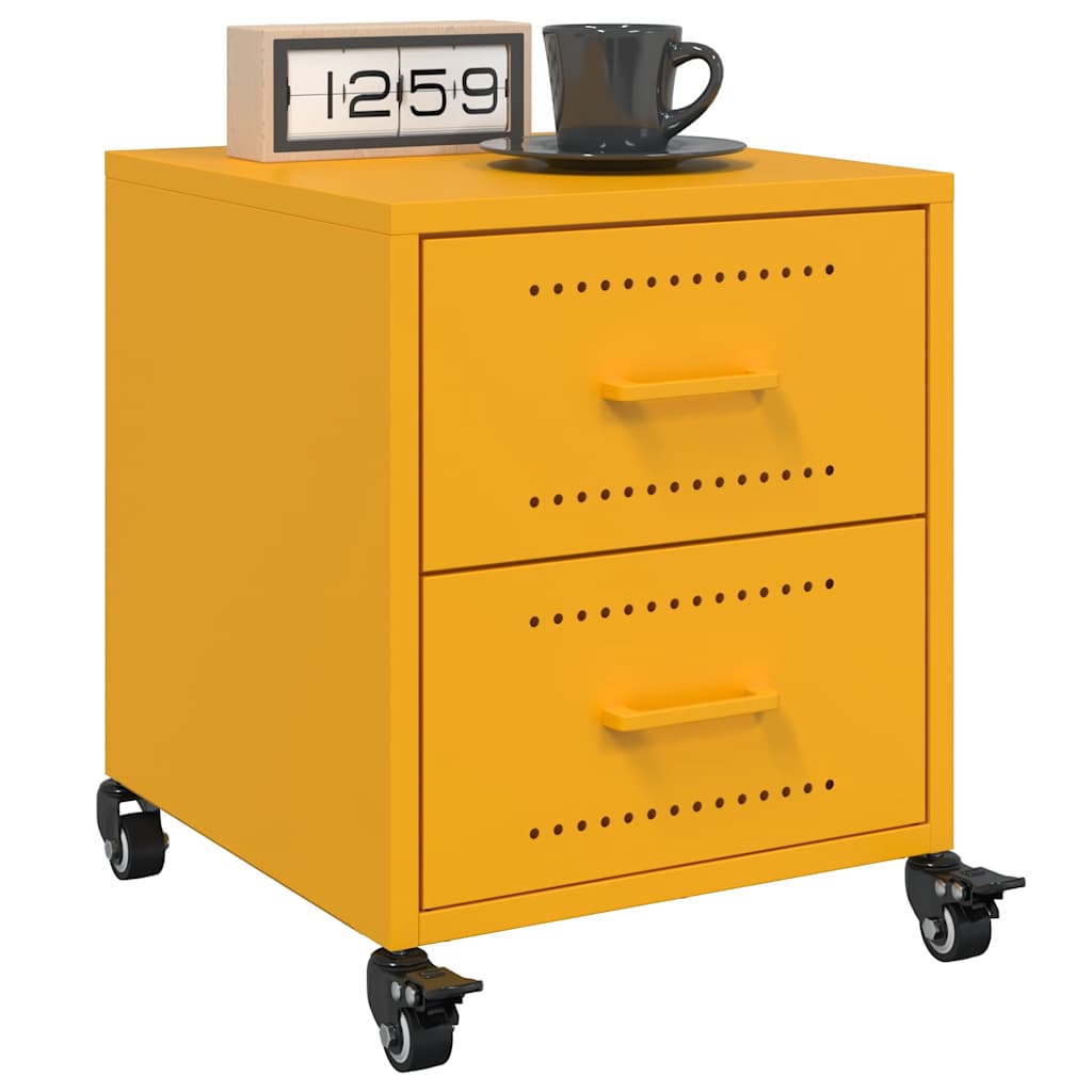 foto del prodotto comodini 2 pz giallo senape 36x39x43,5 cm in acciaio