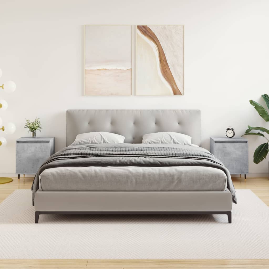 foto del prodotto comodini 2 pz grigio cemento 40x30x50 cm in legno multistrato