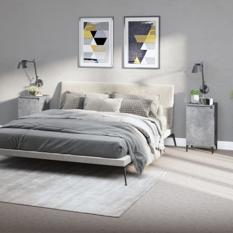 foto del prodotto comodini 2 pz grigio cemento 40x35x70 cm in legno multistrato vidaxl