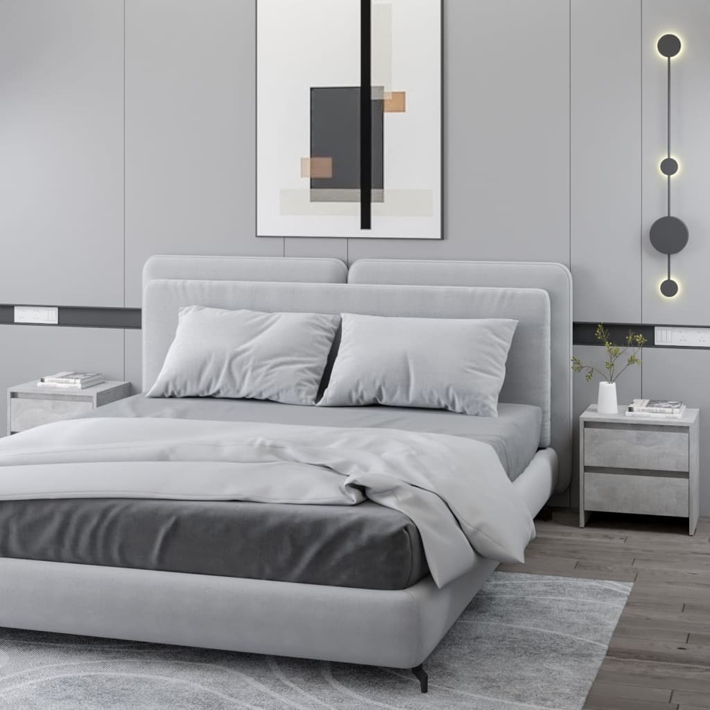 foto del prodotto comodini 2 pz grigio cemento 45x34,5x44,5 cm in truciolato cod mxl 30783