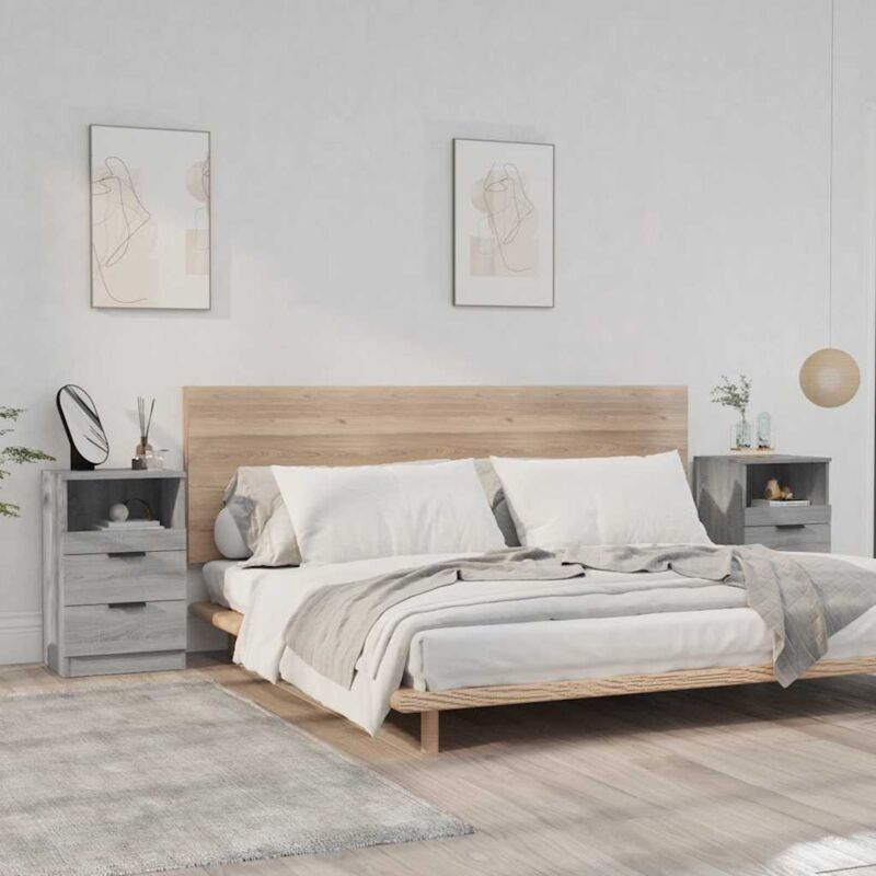 foto del prodotto comodini 2 pz grigio sonoma in legno multistrato - vidaxl