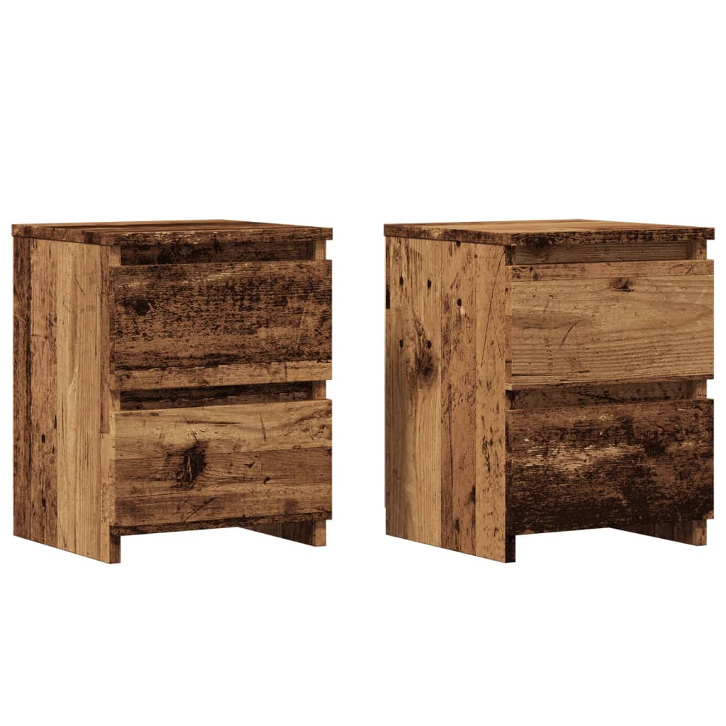 foto del prodotto comodini 2 pz legno antico 30x30x40 cm in legno multistrato