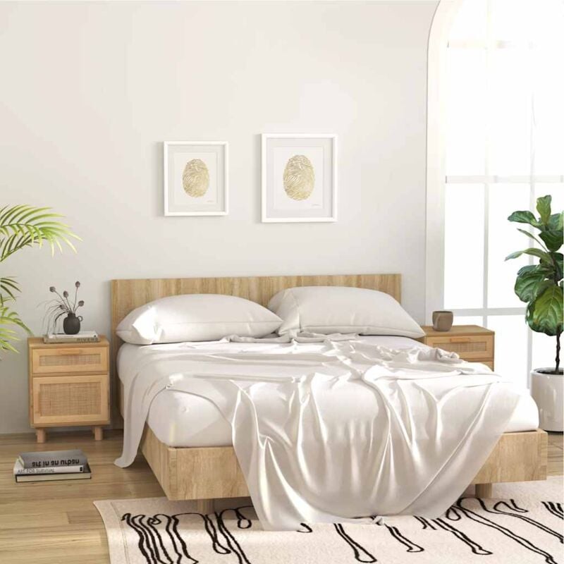 foto del prodotto comodini 2 pz marroni legno massello di pino e rattan naturale vidaxl