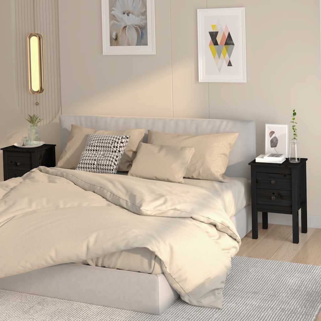 foto del prodotto comodini 2 pz nera 40x35x61,5 cm in legno massello di pino vidaxl