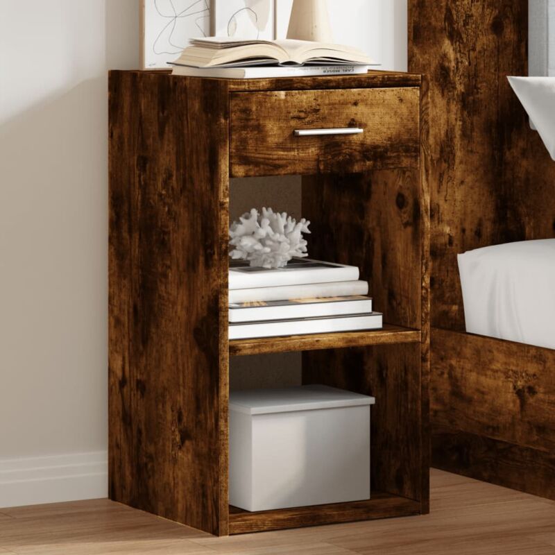 foto del prodotto comodini 2 pz rovere fumo 35x34x65 cm in legno multistrato vidaxl