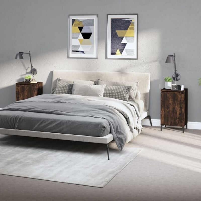 foto del prodotto comodini 2 pz rovere fumo 40x35x70 cm in legno multistrato vidaxl