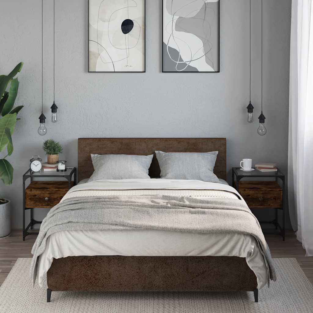 foto del prodotto comodini 2 pz rovere fumo 40x40x55 cm in legno multistrato