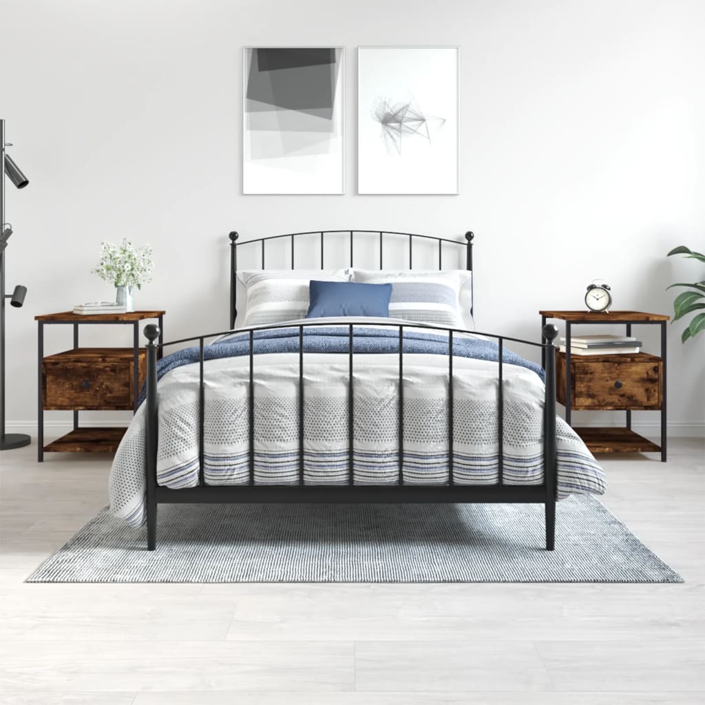 foto del prodotto comodini 2 pz rovere fumo 40x42x56 cm in legno multistrato