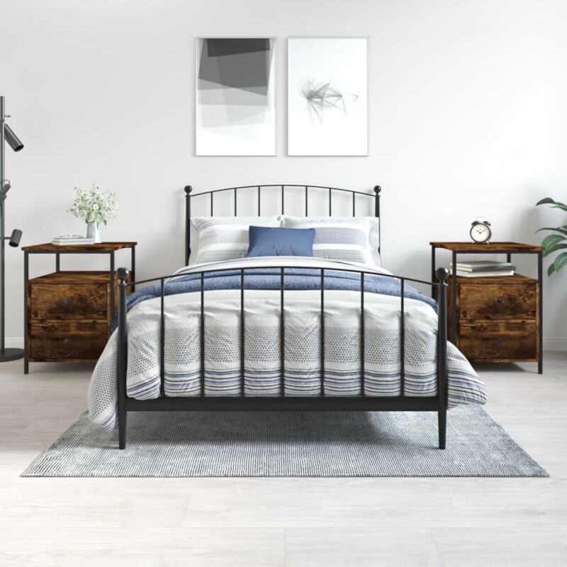 foto del prodotto comodini 2 pz rovere fumo 44x45x60 cm in legno multistrato vidaxl