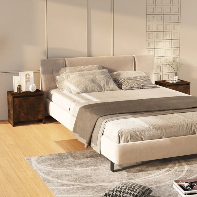 foto del prodotto comodini 2 pz rovere fumo 45x34x44,5 cm in truciolato vidaxl