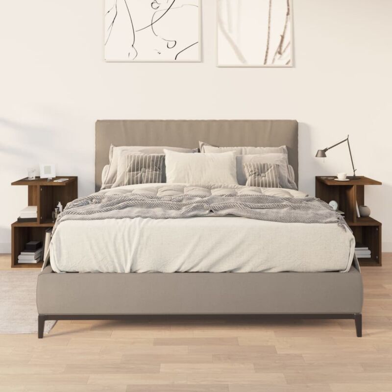 foto del prodotto comodini 2 pz rovere marrone 35x35x55 cm in legno multistrato vidaxl