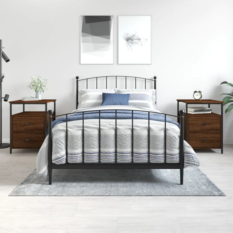 foto del prodotto comodini 2 pz rovere marrone 44x45x60 cm in legno multistrato vidaxl
