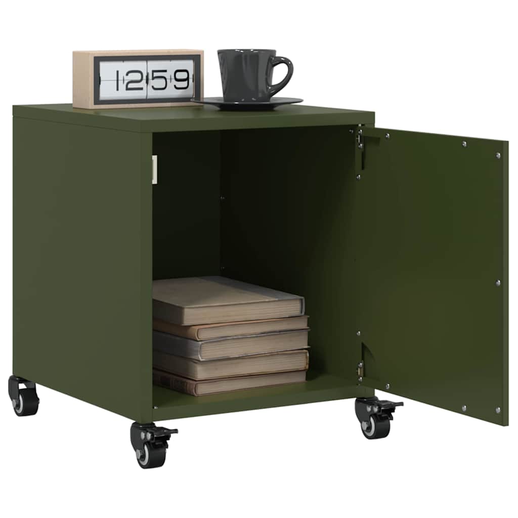 foto del prodotto comodini 2 pz verde oliva 36x39x43,5 cm in acciaio