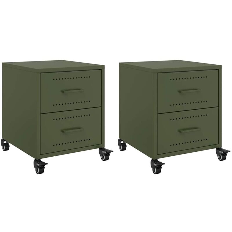 foto del prodotto comodini 2 pz verde oliva 36x39x43,5 cm in acciaio - vidaxl