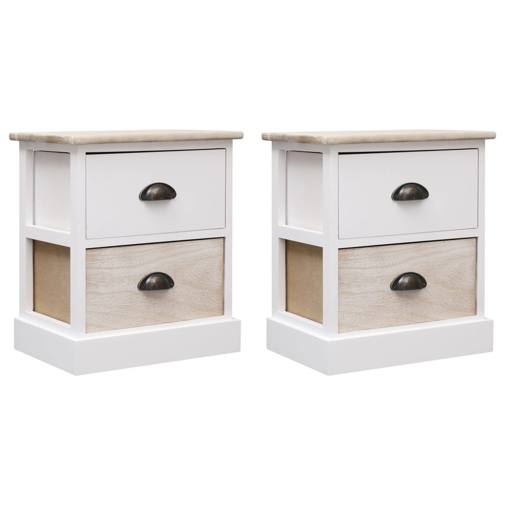 foto del prodotto comodini 2pz bianco e naturale 38x28x45cm in legno di paulonia cod mxl 31220