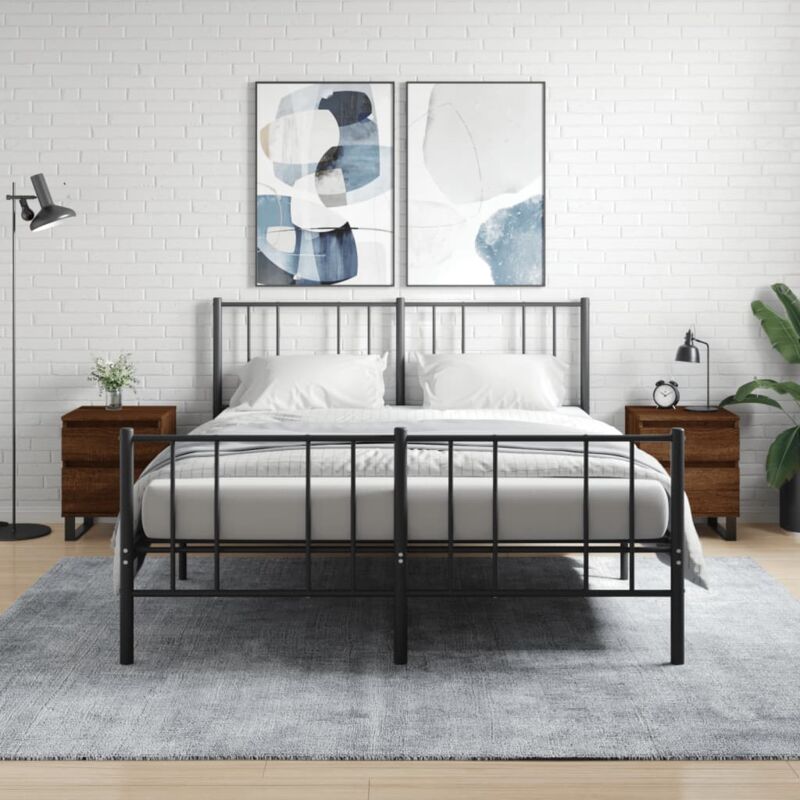 foto del prodotto comodini 2pz rovere marrone 40x35x50 cm in legno multistrato vidaxl