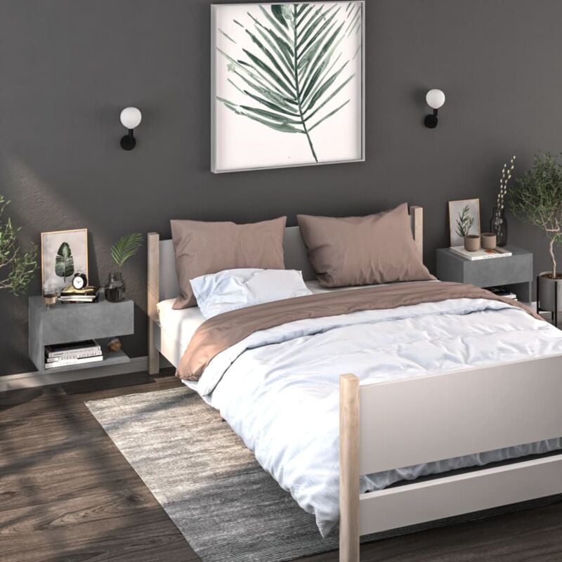 foto del prodotto comodini a muro 2 pz grigio cemento vidaxl