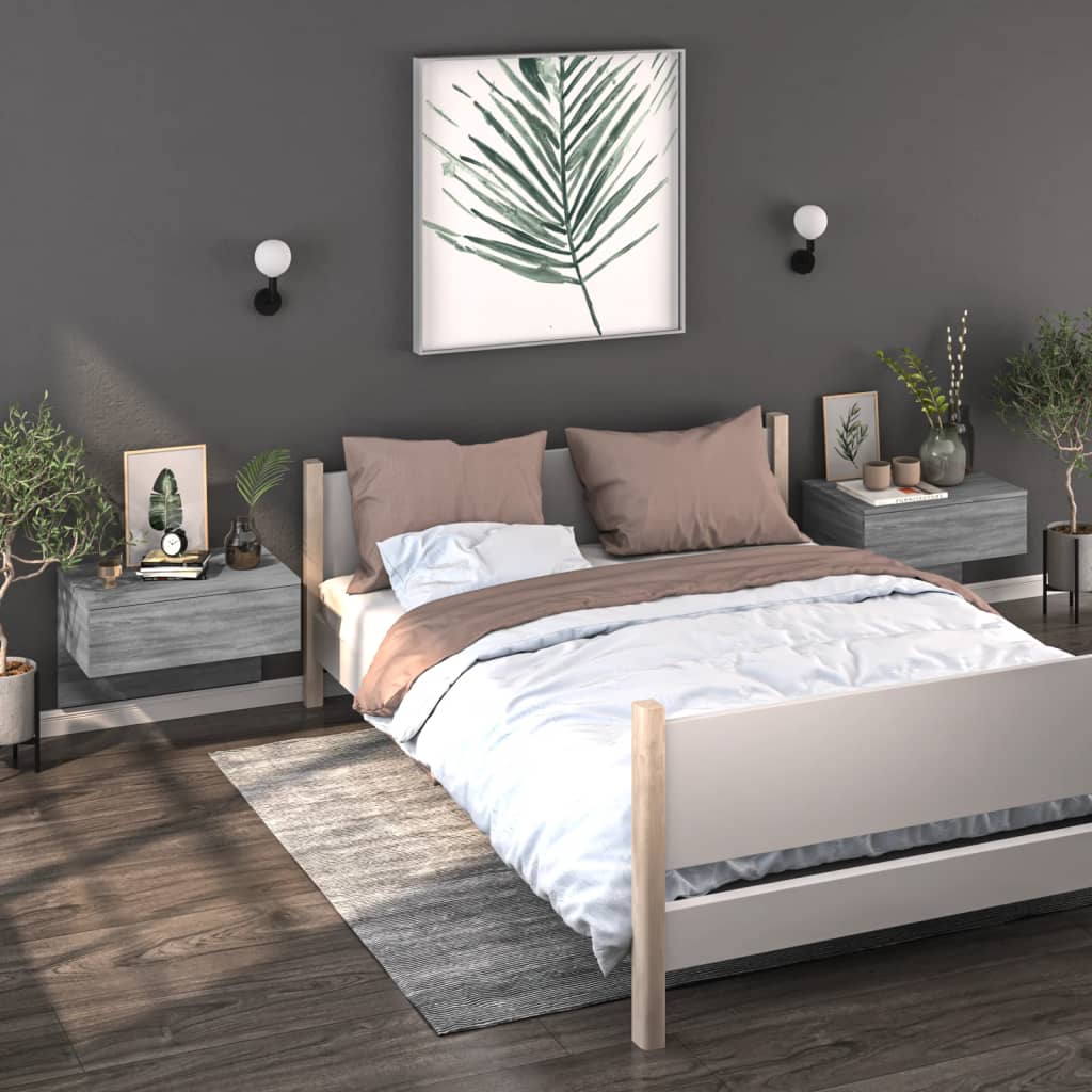 foto del prodotto comodini a muro 2 pz grigio sonoma cod mxl 43295