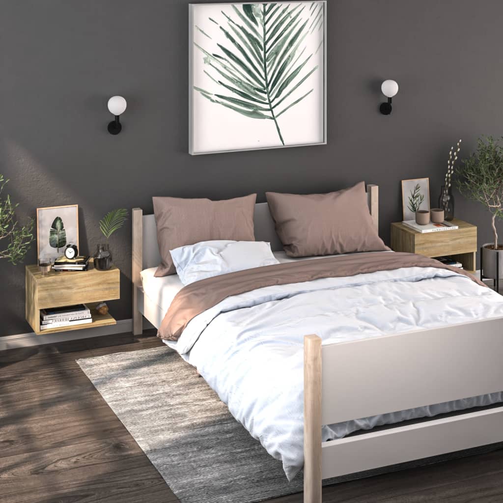 foto del prodotto comodini a muro 2 pz rovere sonoma in legno multistrato cod mxl 31262