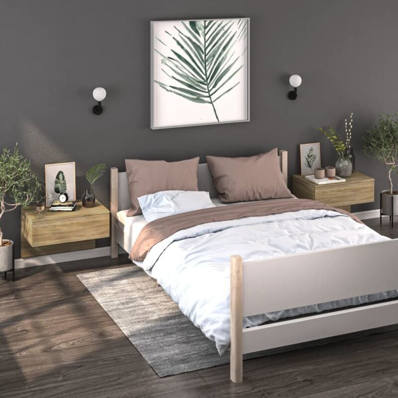 foto del prodotto comodini a muro 2 pz rovere sonoma vidaxl