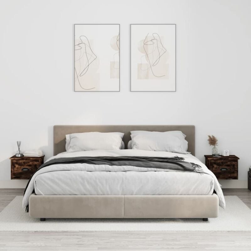 foto del prodotto comodini a parete 2 pz rovere fumo 41,5x36x28 cm vidaxl