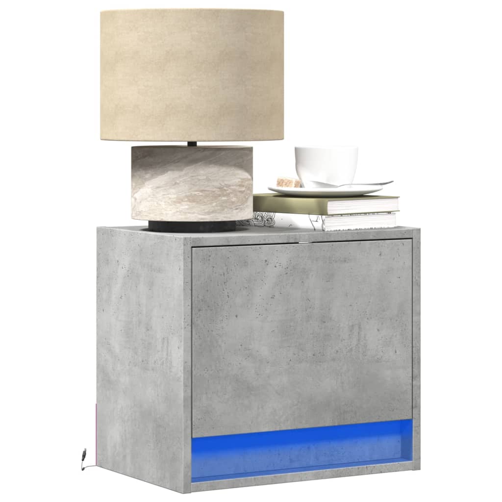 foto del prodotto comodini a parete con luci led 2 pz grigio cemento