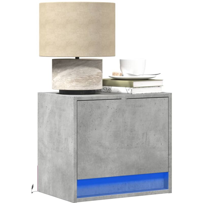 foto del prodotto comodini a parete con luci led 2 pz grigio cemento vidaxl