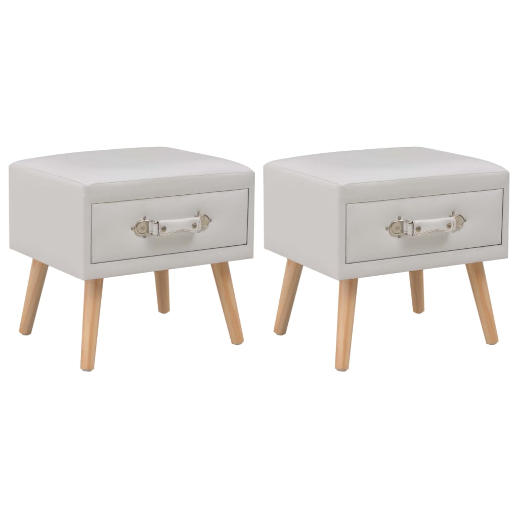 foto del prodotto comodini bianchi 2 pz 40x35x40 cm in similpelle cod mxl 30481