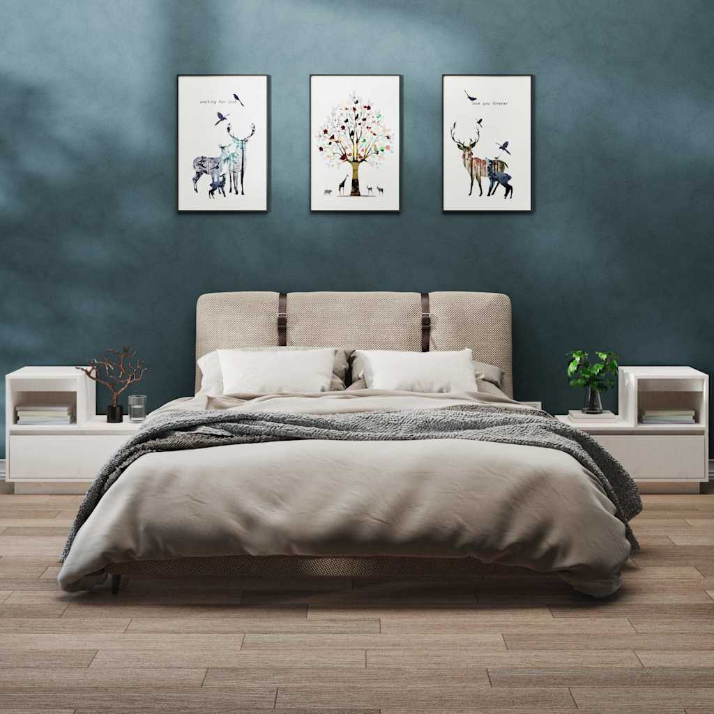 foto del prodotto comodini bianchi 2 pz 60x34x51 cm in legno massello di pino cod mxl 30980