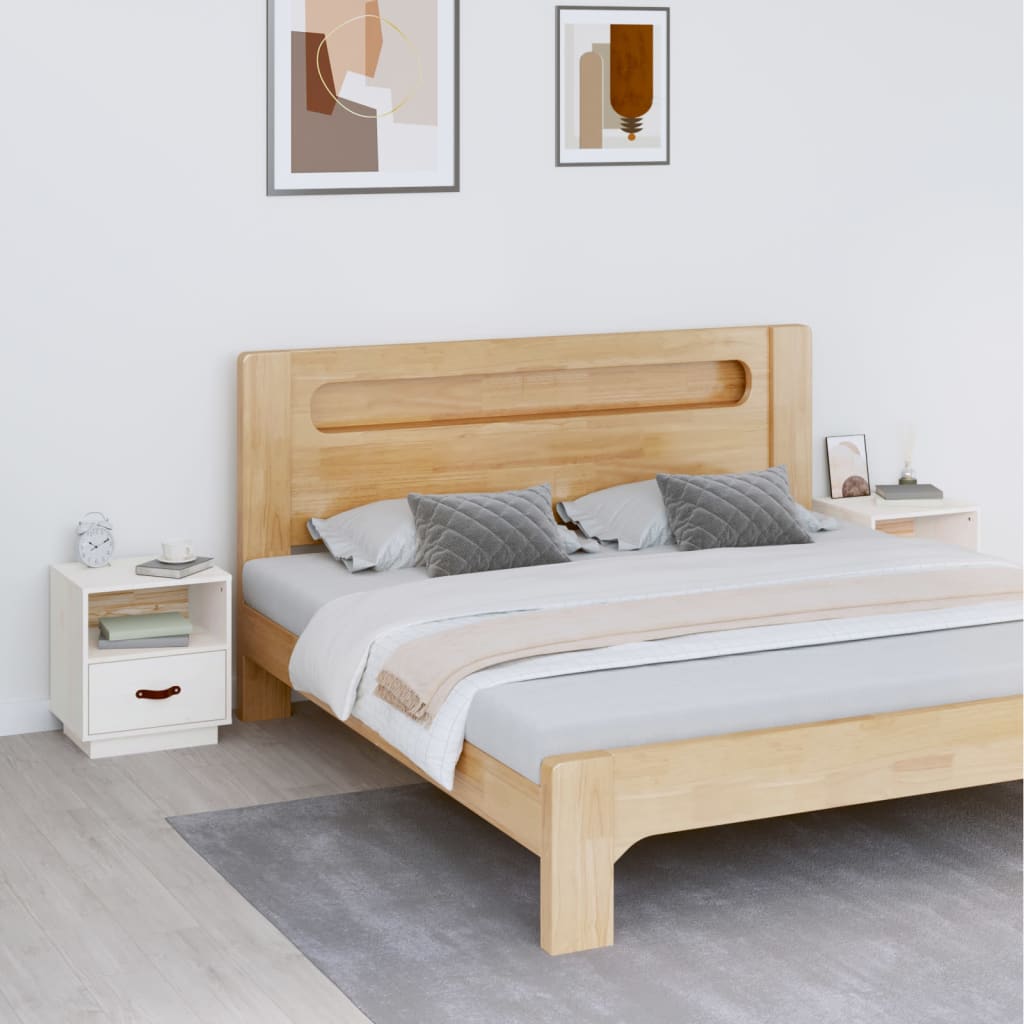 foto del prodotto comodini bianco 2 pz 40x34x45 cm in legno massello di pino cod mxl 30227